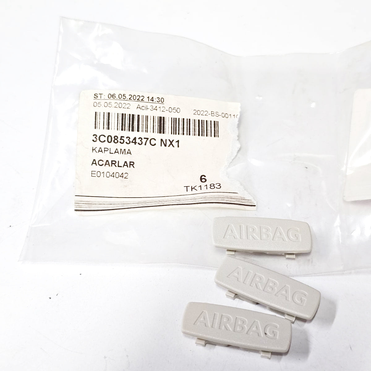 VW Airbag Yazı Kapağı Süt Beyazı 3C0853437C NX1