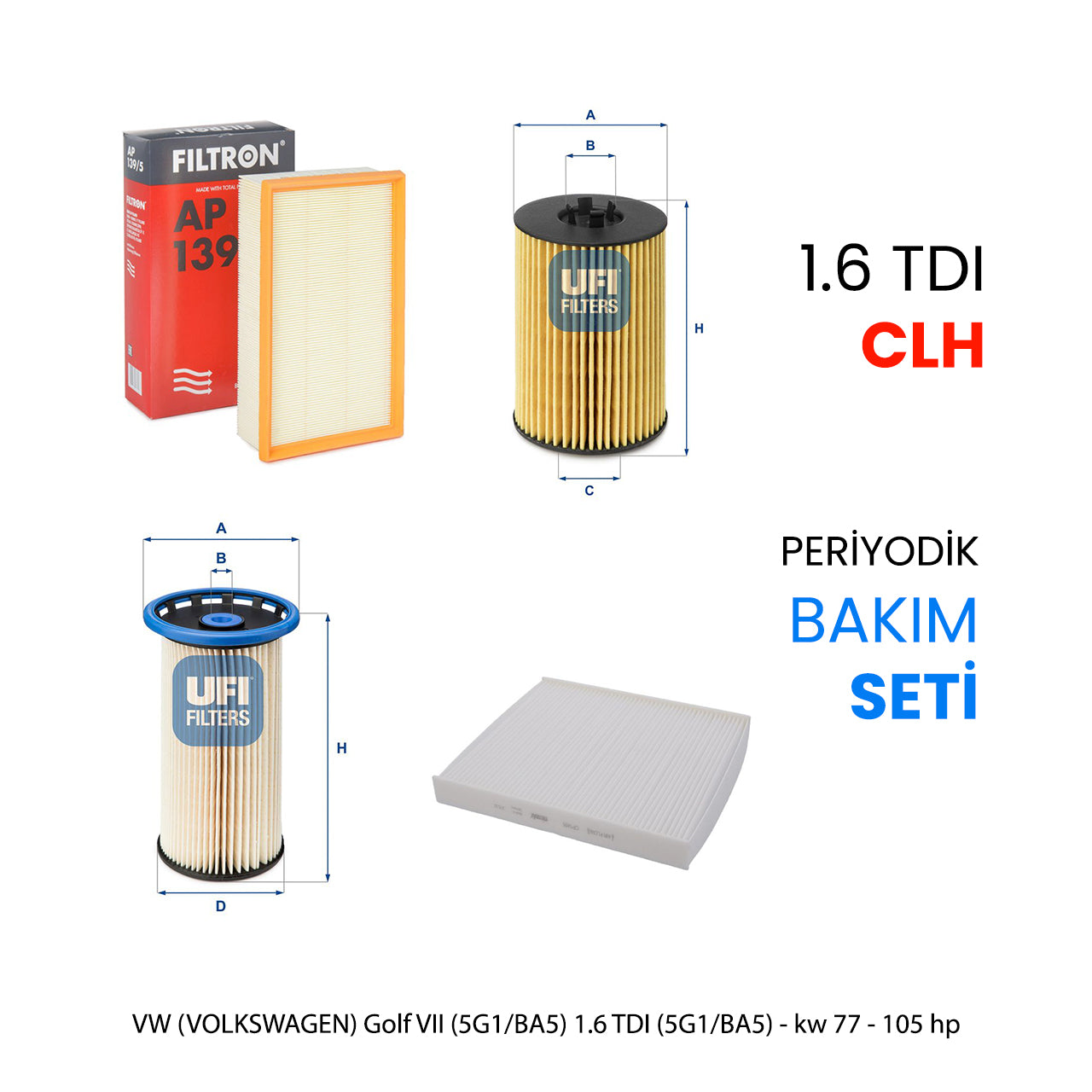 SuperB 1.6 TDI CLH Motor Periyodik Bakım Seti