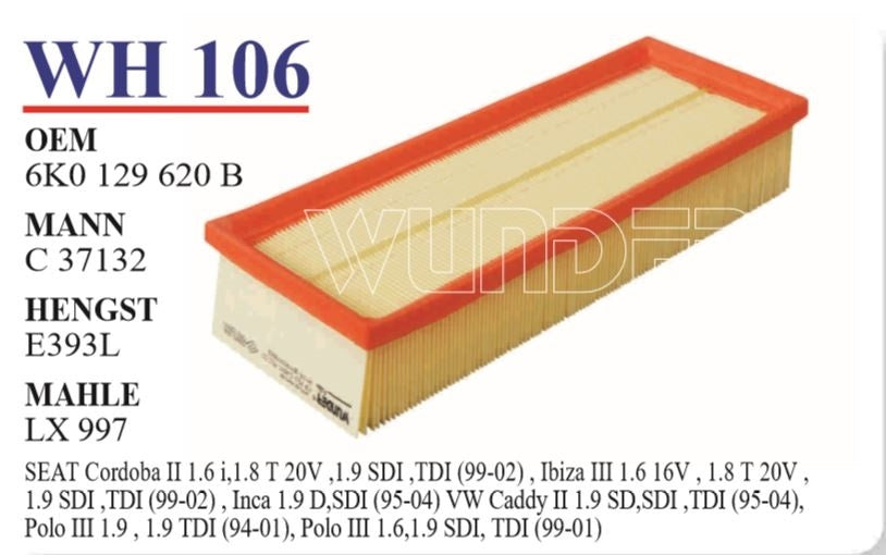 Cordoba 1.9 AGR Hava Filtresi 6K0129620