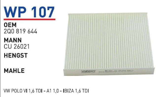 Polo 6 1.6 TDI A1 1.0 Polen Filtresi 2Q0819644